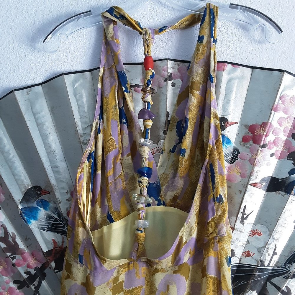 Stone back halter maxi midi dress